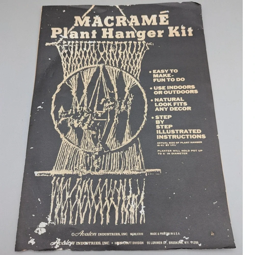 Vintage 1977‎ Avalon Industries Macreme Plant Hanger DIY Craft Kit - No Box